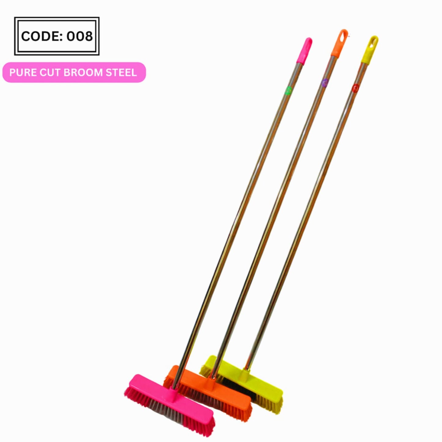 CUT SHAPE BROOM WITH STEEL ROD