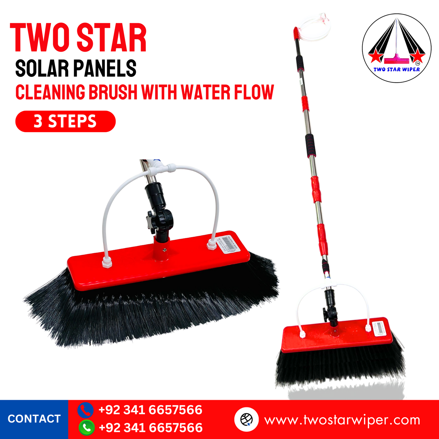SOLAR PANEL CLEANING BRUSH . ( Now With Extra Large Brush Head )اب بڑے برش کے ساتھ
