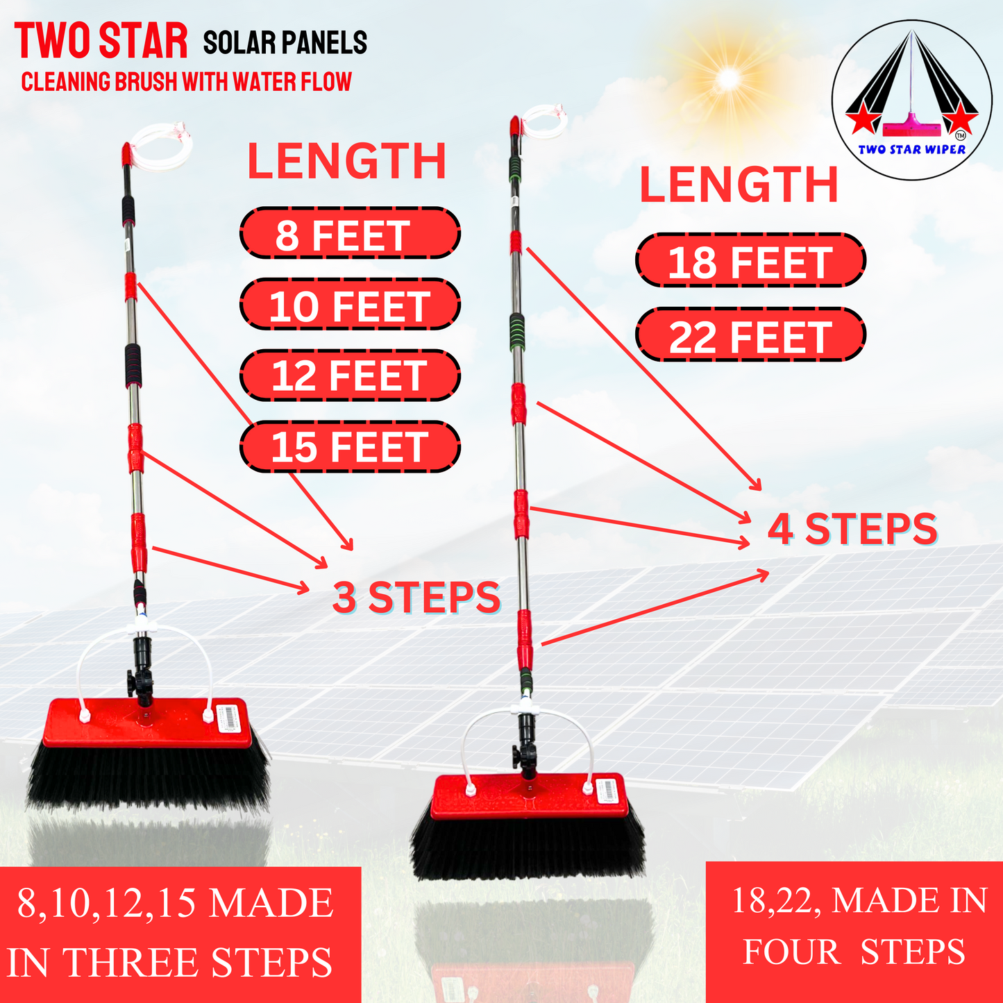 SOLAR PANEL CLEANING BRUSH . ( Now With Extra Large Brush Head )اب بڑے برش کے ساتھ