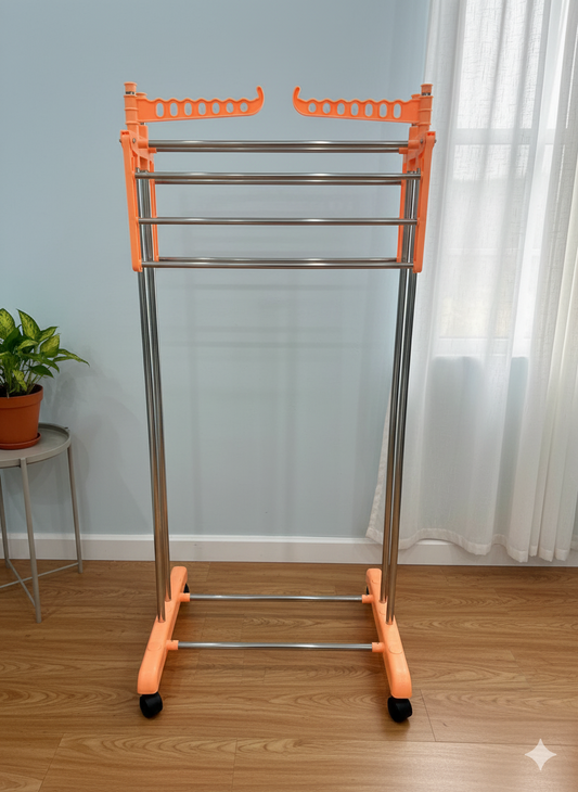 Two star iron stand | Iron Clothes Hanging Stand (After Ironing) – 4.5 x 2 Feet | 201 Grade Non-Magnetic Steel