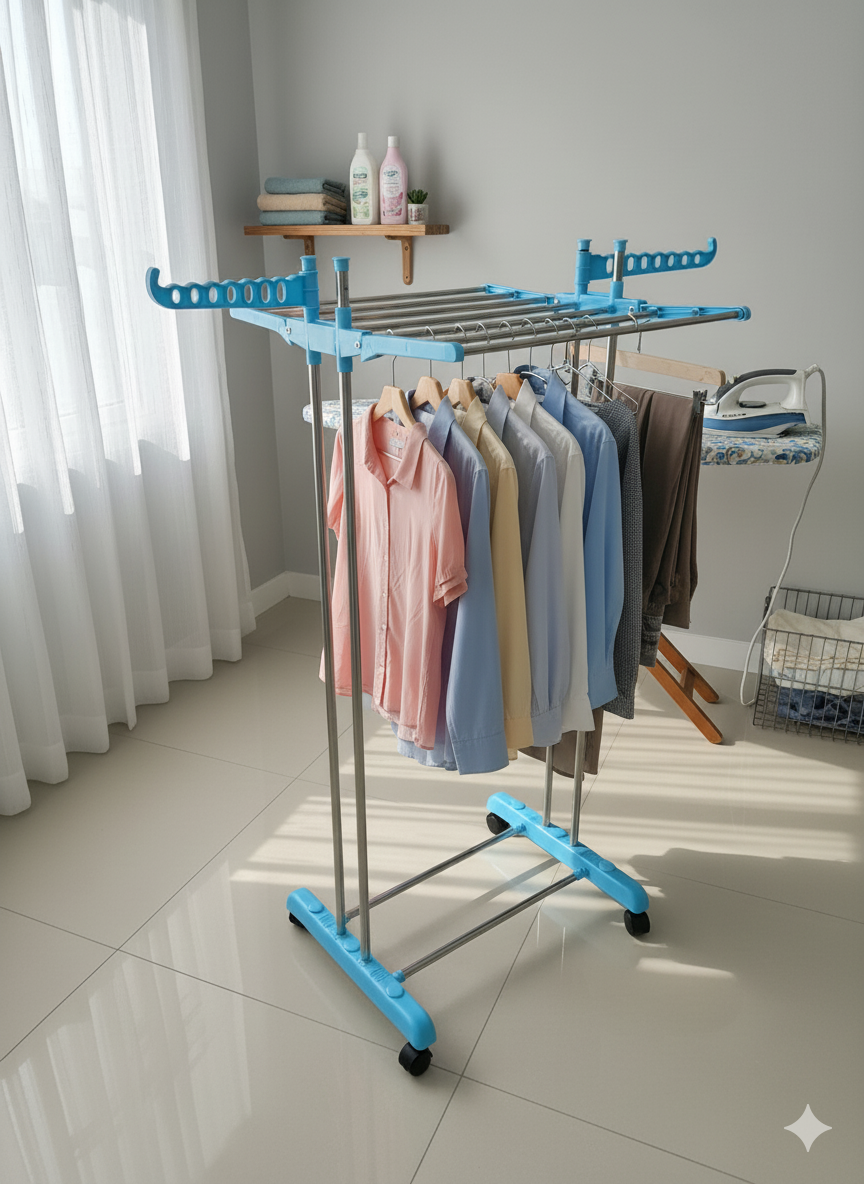 Two star iron stand | Iron Clothes Hanging Stand (After Ironing) – 4.5 x 2 Feet | 201 Grade Non-Magnetic Steel