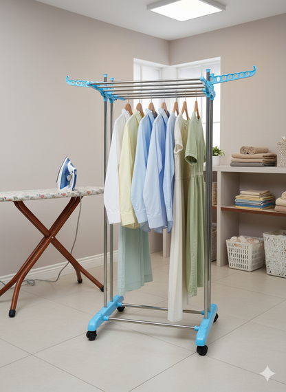 Two star iron stand | Iron Clothes Hanging Stand (After Ironing) – 4.5 x 2 Feet | 201 Grade Non-Magnetic Steel