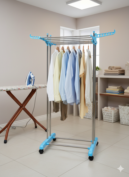 Two star iron stand | Iron Clothes Hanging Stand (After Ironing) – 4.5 x 2 Feet | 201 Grade Non-Magnetic Steel